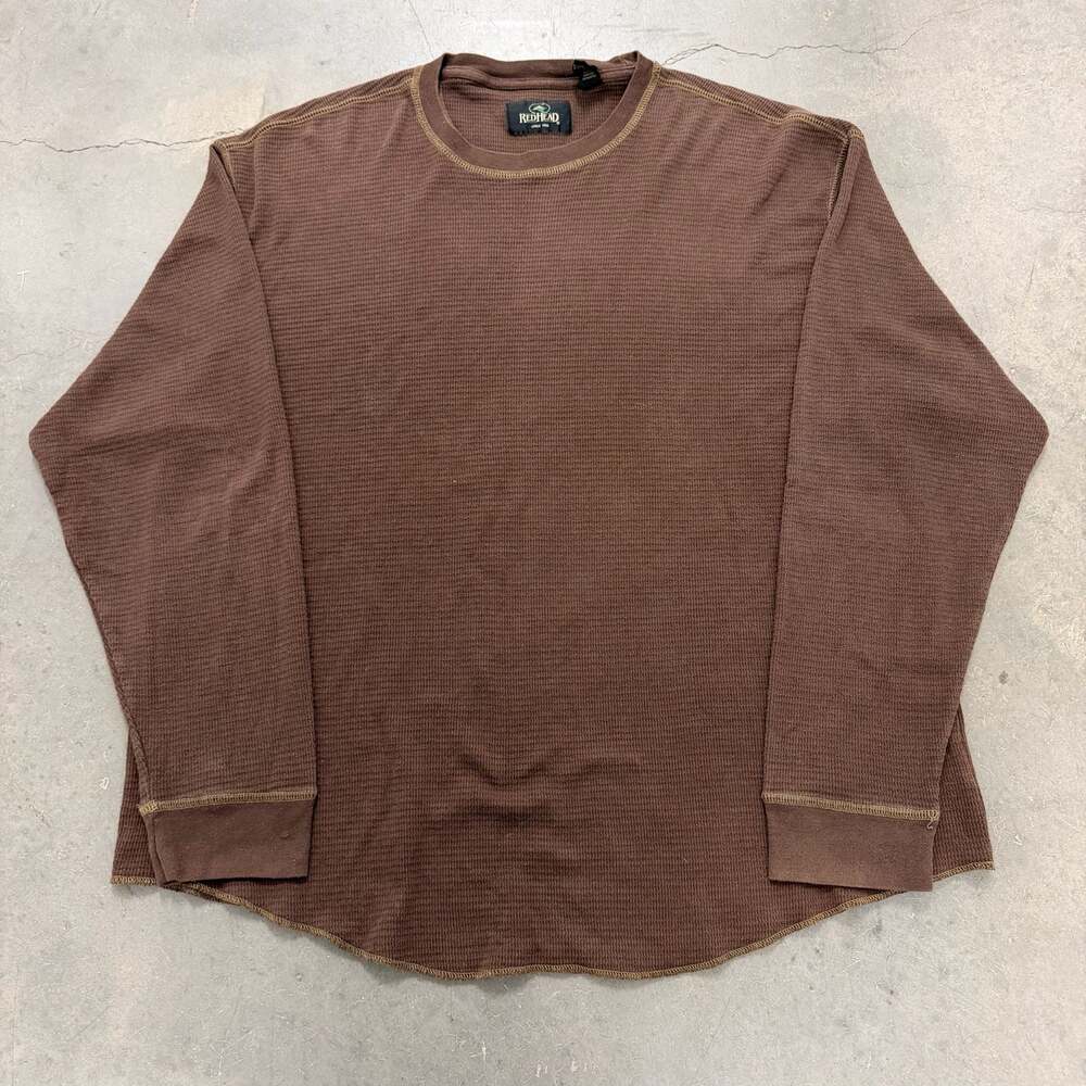 RedHead Mens 2XL Brown Waffle Knit Thermal Long Sleeve Shirt